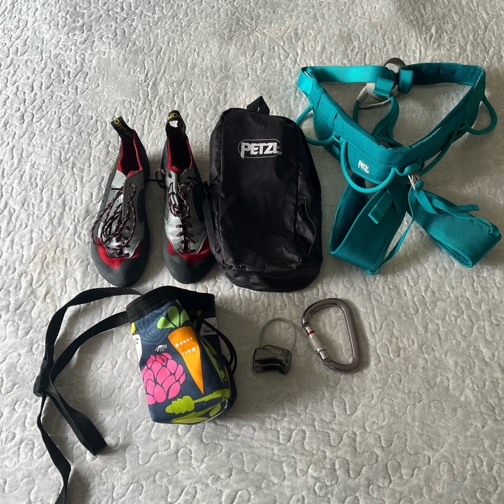 Women’s rock climbing gear